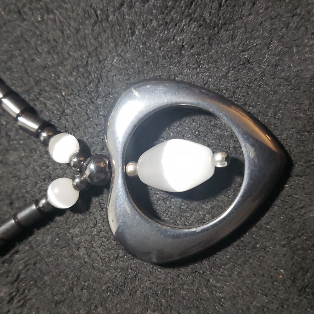 Elegant Hematite Heart Pendant Necklace